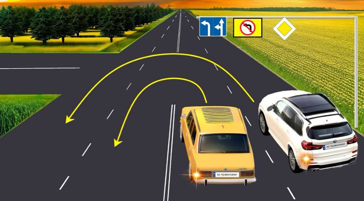 Водитель какого автомобиля имеет право выполнить разворот: трудная задача по ПДД