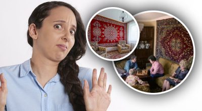 Ковер, женщина в шоке Ковер, женщина в шоке