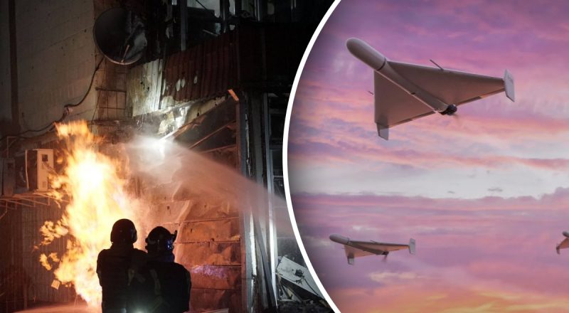 Россия атаковала Украину дронами: в Киеве раздавались взрывы и вспыхнул пожар