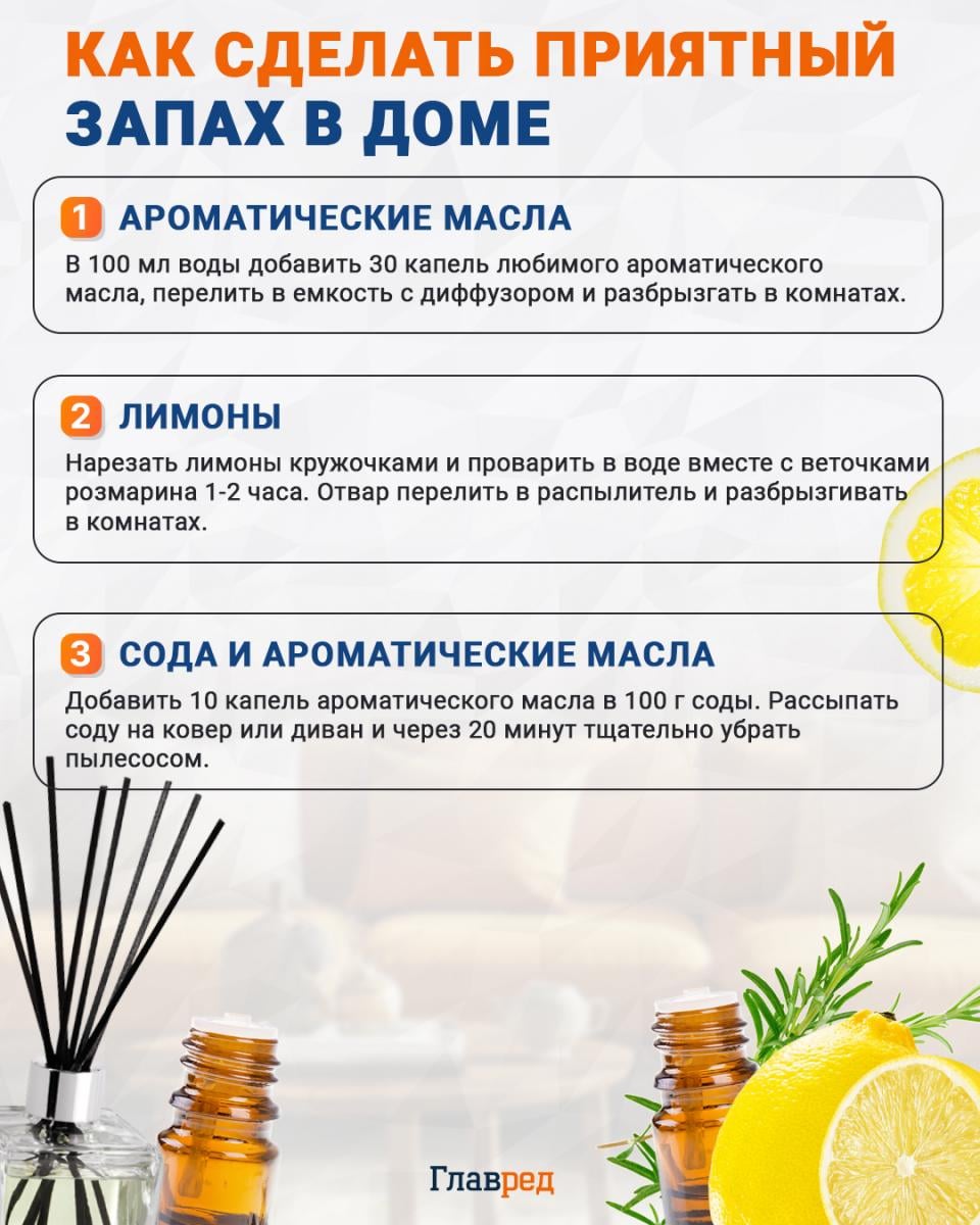 Как сделать приятный запах в доме инфографика Как сделать приятный запах в доме инфографика