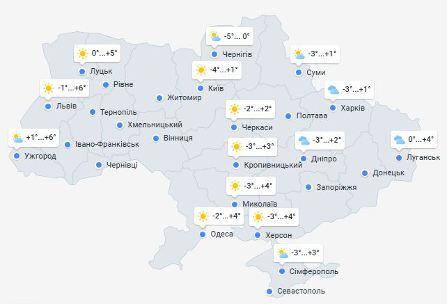 Погода в Украине 26 ноября