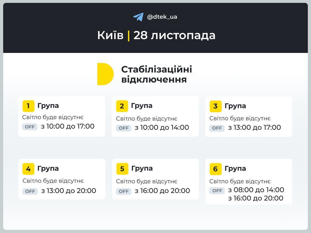 Графік відключення електроенергії в Києві Графік відключення електроенергії в Києві