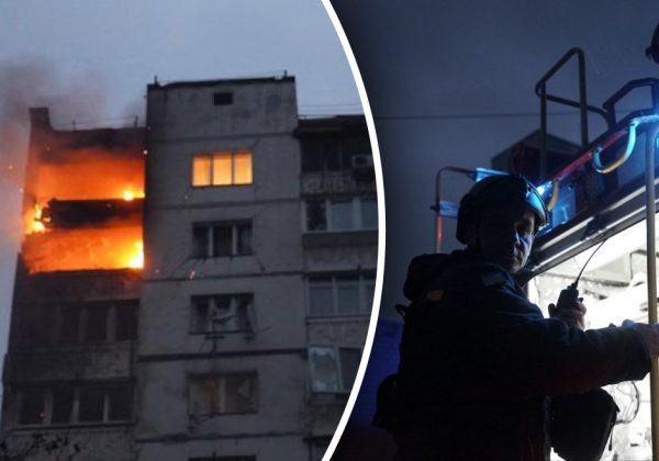 Частково зруйновані 2 поверхи 16-поверхівки: РФ масовано вдарила по Києву дронами