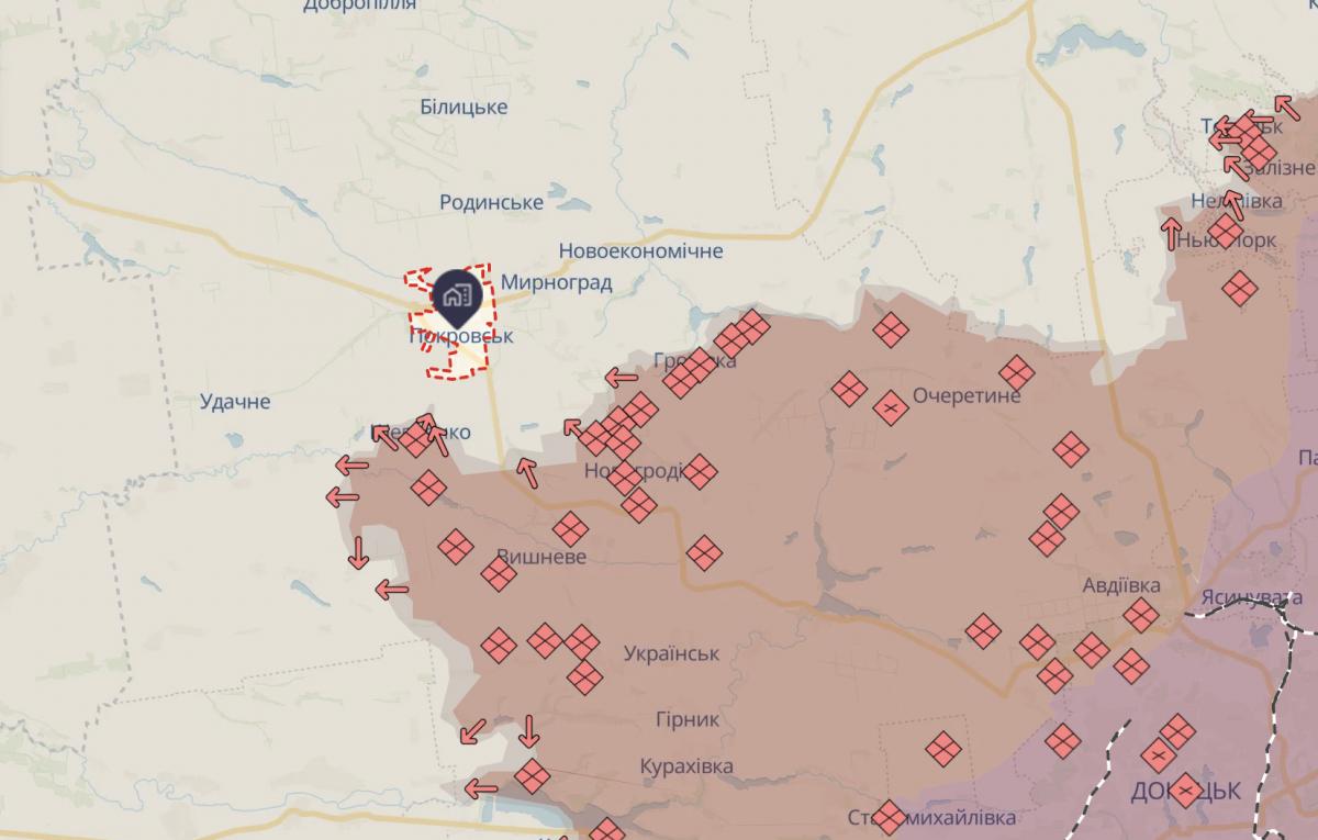 Покровськ на карті Покровськ на карті