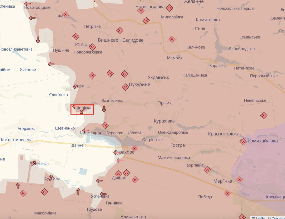 Сонцівка на карті Сонцівка на карті