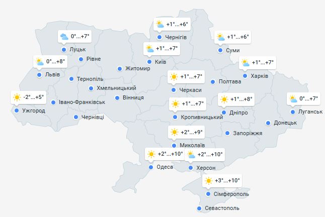 Погода в Украине 1 января