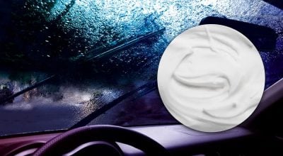 пена для бритья, лобовое стекло в машине