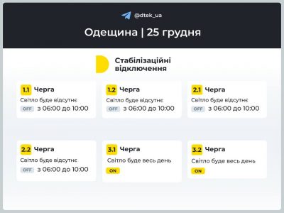 Графіки відключень в Одеській області Графіки відключень в Одеській області