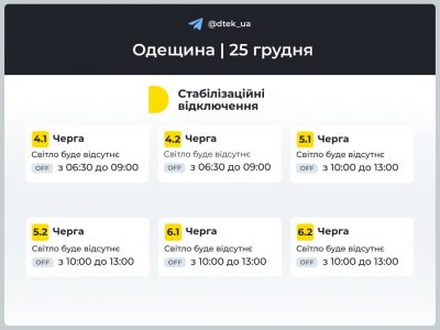 Графіки відключень в Одеській області Графіки відключень в Одеській області