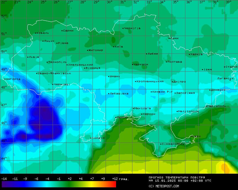 Погода в Украине 15 января