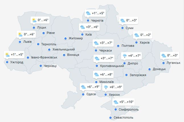 Погода в Украине 25 января