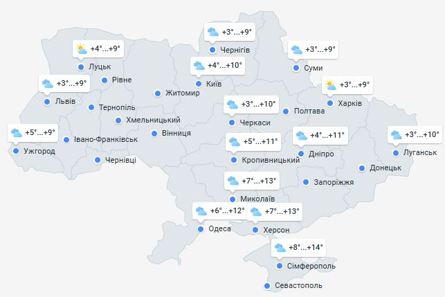 Погода в Украине 31 января