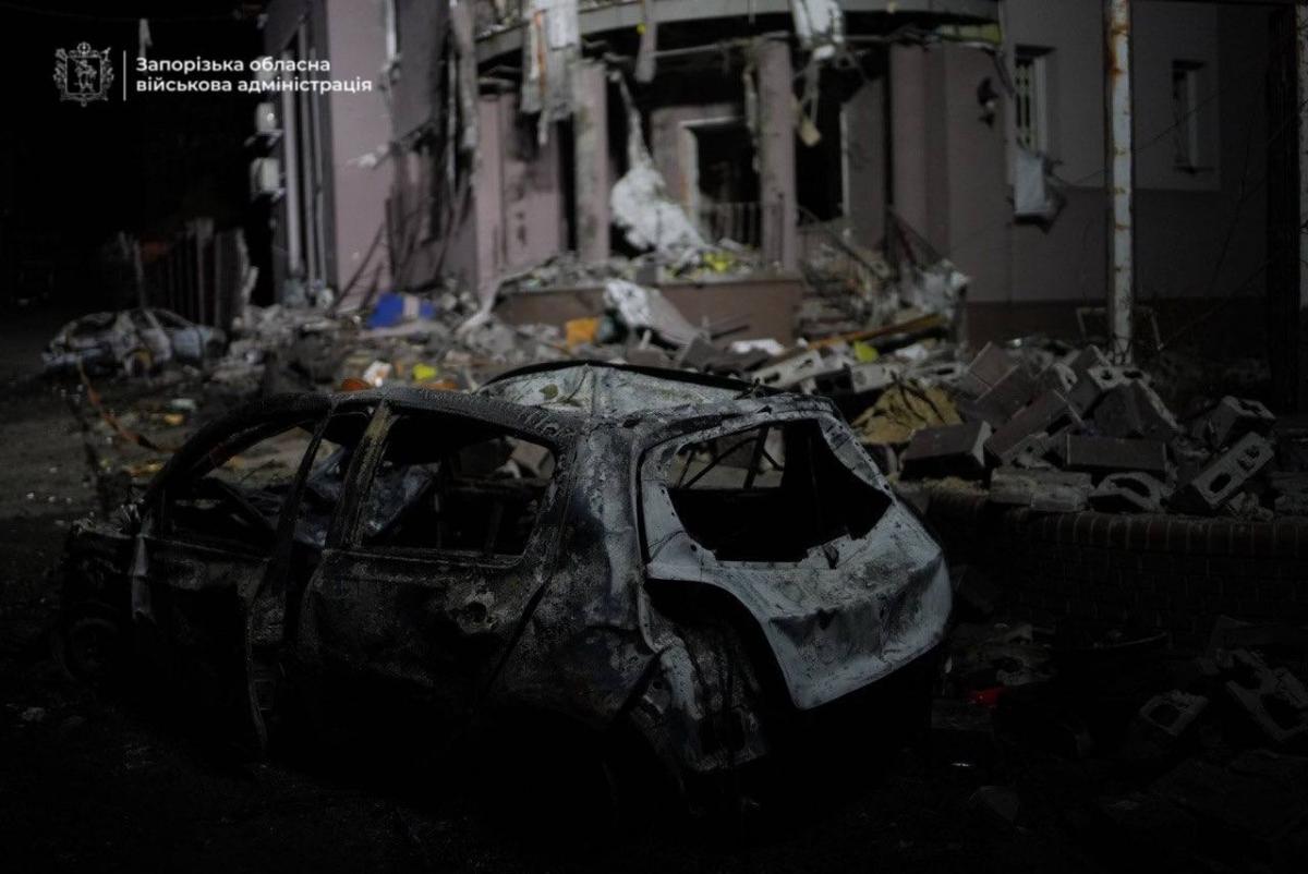 Наслідки удару дронами по Запоріжжю 1 лютого