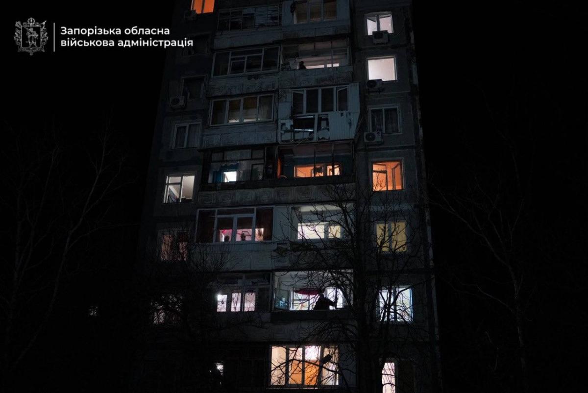 Наслідки удару дронами по Запоріжжю 1 лютого