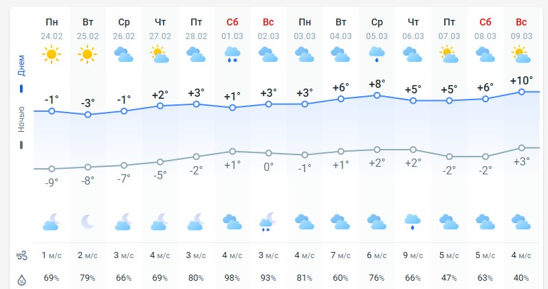погода 25 февраля 