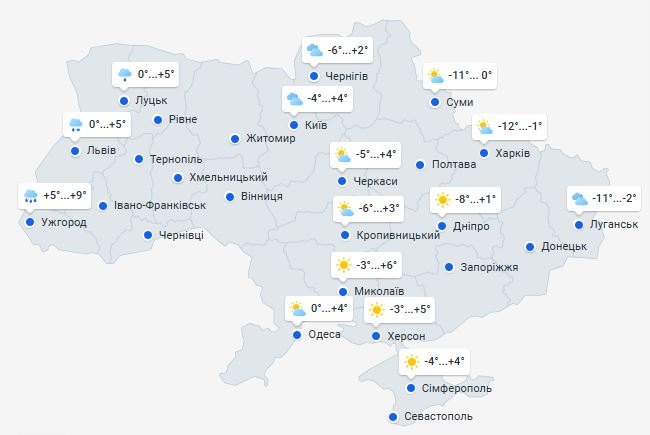 Погода в Украине на 28 февраля