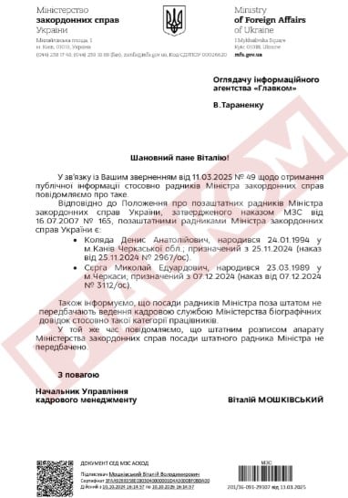 Підтвердження нової посади Колі Серги Підтвердження нової посади Колі Серги