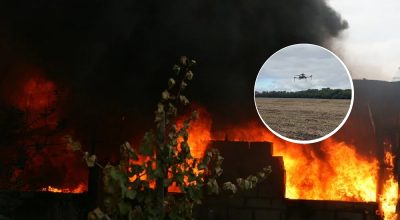 дрон, пожар