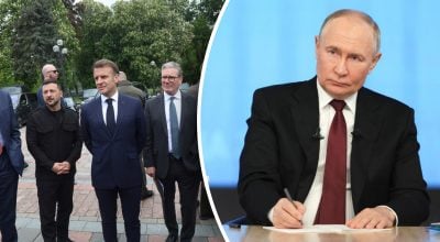 Зеленский, Стармер, Макрон, Путин Зеленский, Стармер, Макрон, Путин