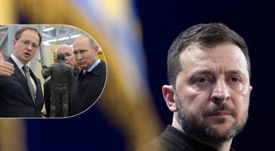 Зеленський, Путін, Мединський Зеленський, Путін, Мединський