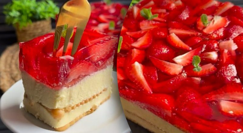 Вкусно, красиво, просто: рецепт изумительного творожника с клубникой без выпечки