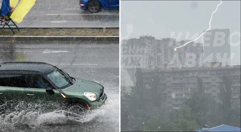 Київ накрила потужна злива з градом: вулиці затопило, є обриви електромереж