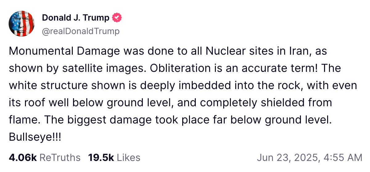 Скріншот допису Трампа Скріншот допису Трампа