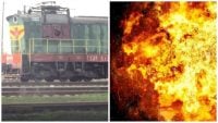 Вибухи та потужна пожежа: дрони ЗСУ атакували два локомотиви росіян
