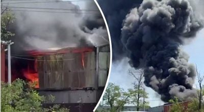 У РФ горить склад із деталями для БпЛА - в небо здіймається величезний стовп диму У РФ горить склад із деталями для БпЛА - в небо здіймається величезний стовп диму