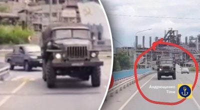 Грузовики с чеченцами в Мариуполе Грузовики с чеченцами в Мариуполе