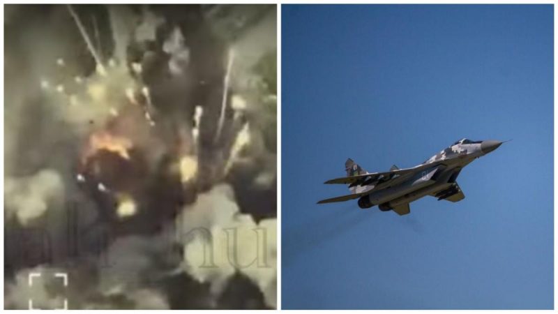 Две цели одной бомбой: МиГ-29 ВСУ взорвал позицию пехоты и склад БК россиян