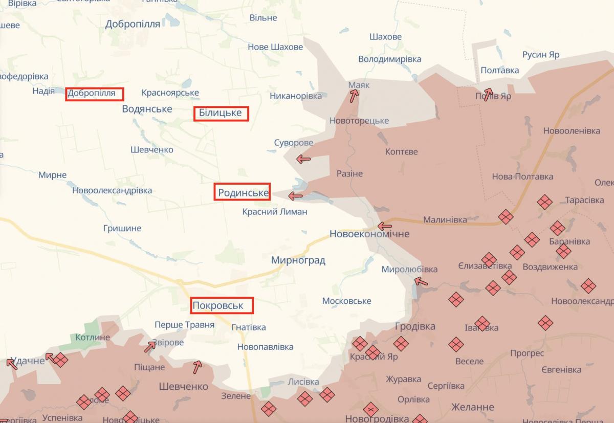 Ситуація біля Покровська та Мирнограда Ситуація біля Покровська та Мирнограда
