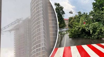 Київ накрила нищівна злива: вулиці перетворилися на ріки, повалило кран й дерева Київ накрила нищівна злива: вулиці перетворилися на ріки, повалило кран й дерева
