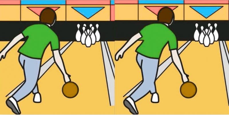 Тест на IQ: найдите 3 отличия на картинках с игроком в боулинг за 25 секунд