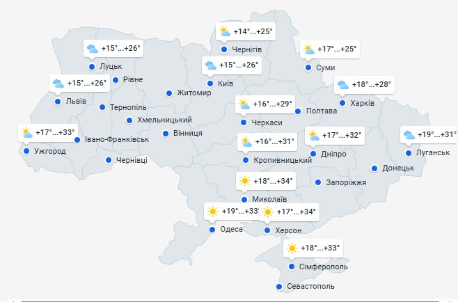 Погода в Украине 9 августа Погода в Украине 9 августа