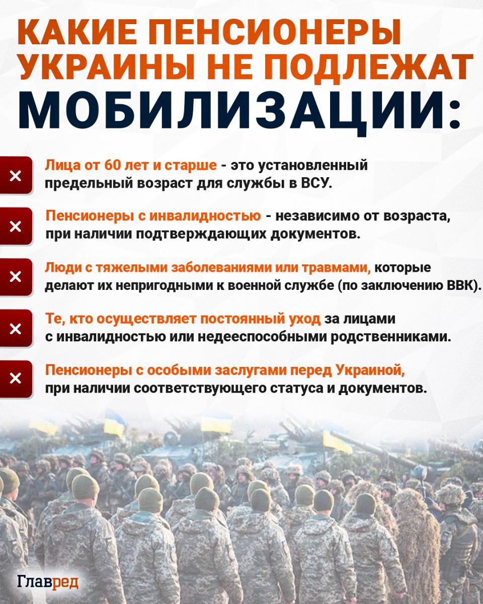 Какие пенсионеры Украины не подлежат мобилизации