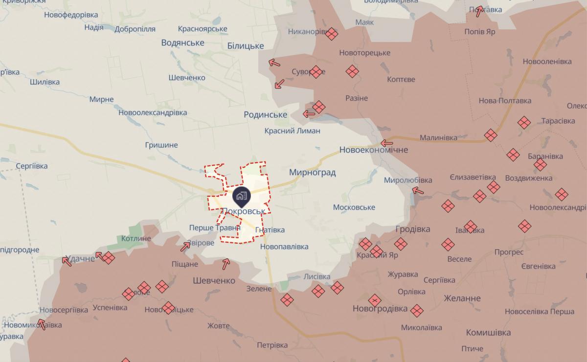 Покровськ на карті Покровськ на карті