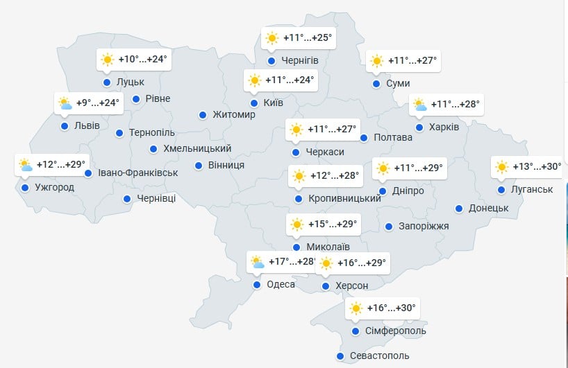 Прогноз погоди в Україні на 19 серпня Прогноз погоди в Україні на 19 серпня