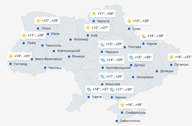 Погода в Украине 20 августа Погода в Украине 20 августа