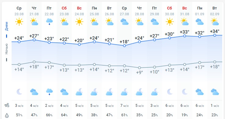 погода 21 августа 
