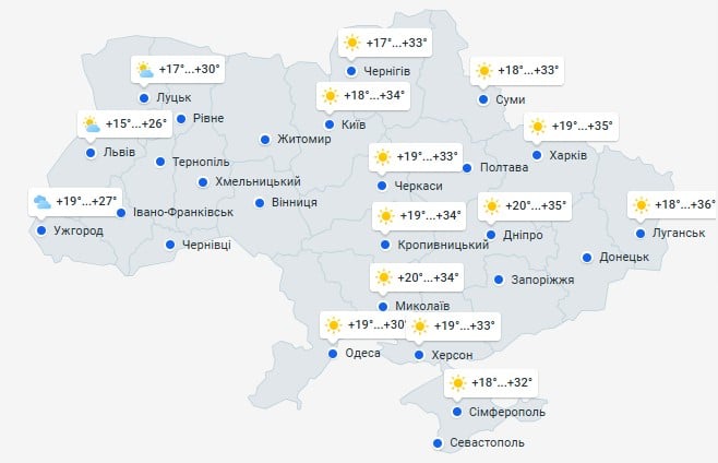 Погода в Украине 31 августа Погода в Украине 31 августа