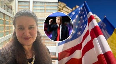 Оксана Маркарова, Трамп, прапор України та США Оксана Маркарова, Трамп, прапор України та США