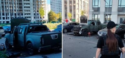 У Києві вибухнув автомобіль, пофарбований під військовий: у Мережі пишуть про замах У Києві вибухнув автомобіль, пофарбований під військовий: у Мережі пишуть про замах