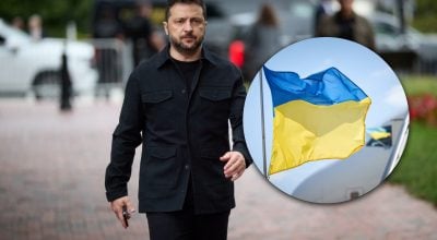 Володимир Зеленський, прапор України Володимир Зеленський, прапор України