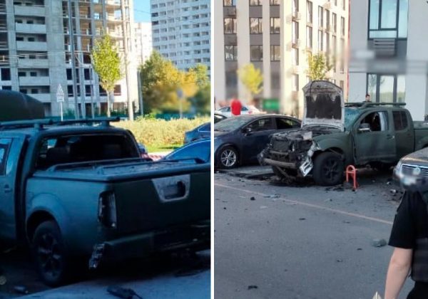 У Києві вибухнув автомобіль, пофарбований під військовий: у Мережі пишуть про замах