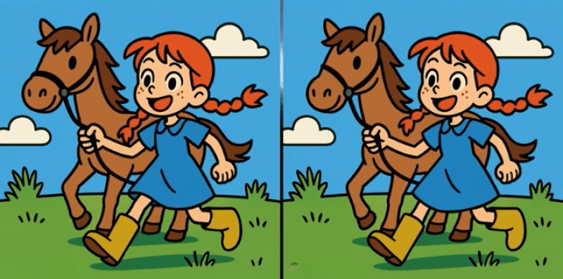 Тест на IQ: найдите 3 отличия на картинке девушки с лошадью за 39 секунд