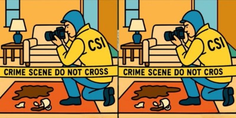 Тест на IQ: найдите 3 отличия на картинке с криминалистом-фотографом за 31 с