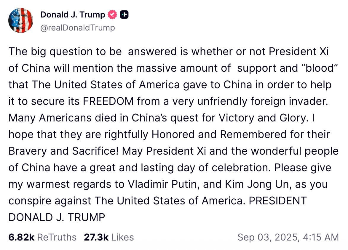 Скріншот допису Трампа Скріншот допису Трампа