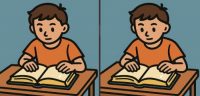 Тест на IQ: найдите 3 отличия на картинке ученика с книгой за 49 секунд