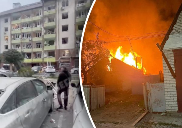 Разбитые улицы и ракета на дороге: появились жуткие кадры атаки РФ по Киеву